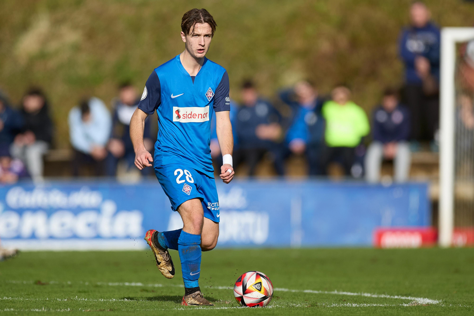Félix Garreta, durante un partido con la SD Amorebieta.