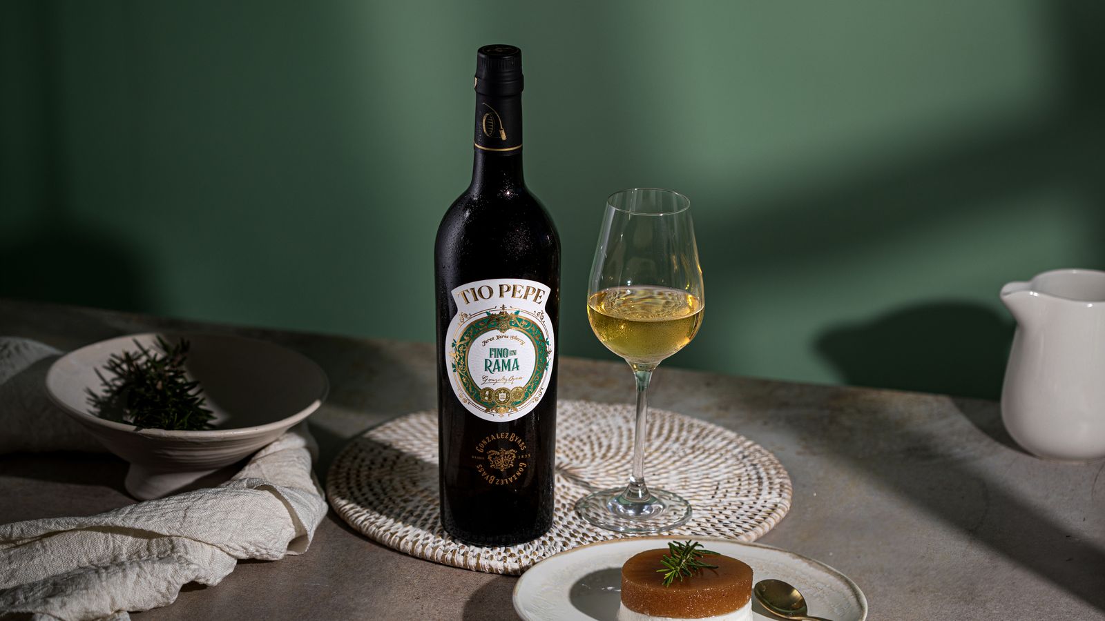 Tío Pepe en Rama 2024 con mousse de queso y membrillo.