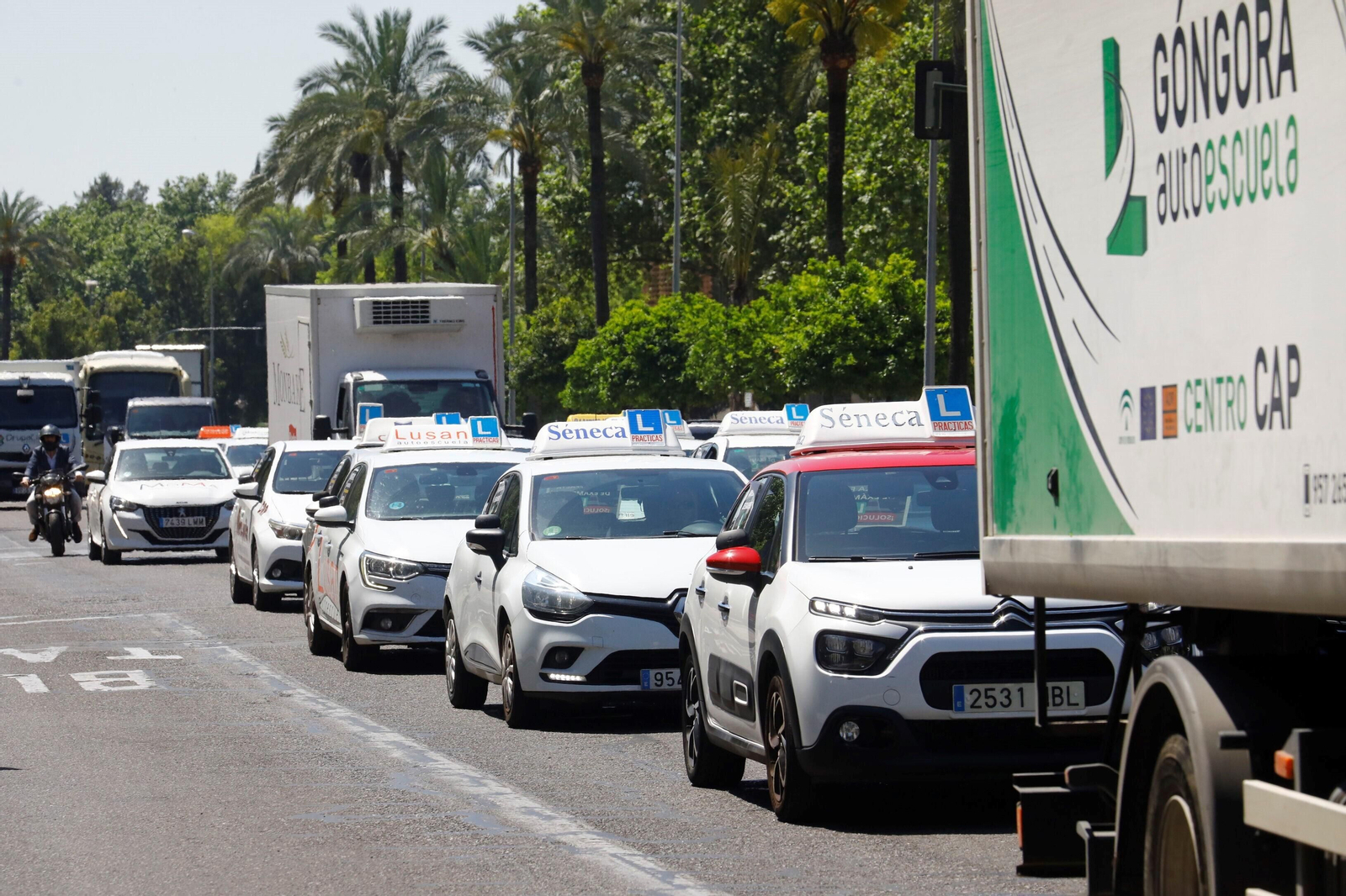 La protesta de las autoescuelas de Córdoba, en imágenes