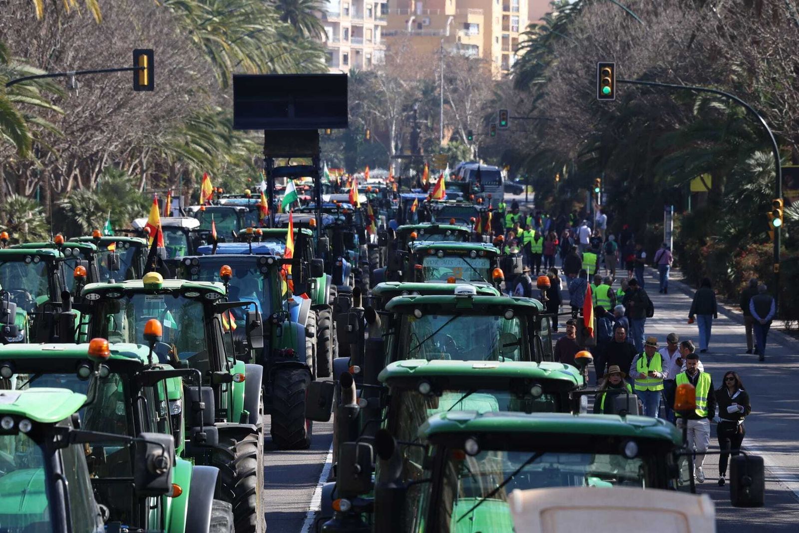 La entrada de los tractores en Málaga capital, en fotos