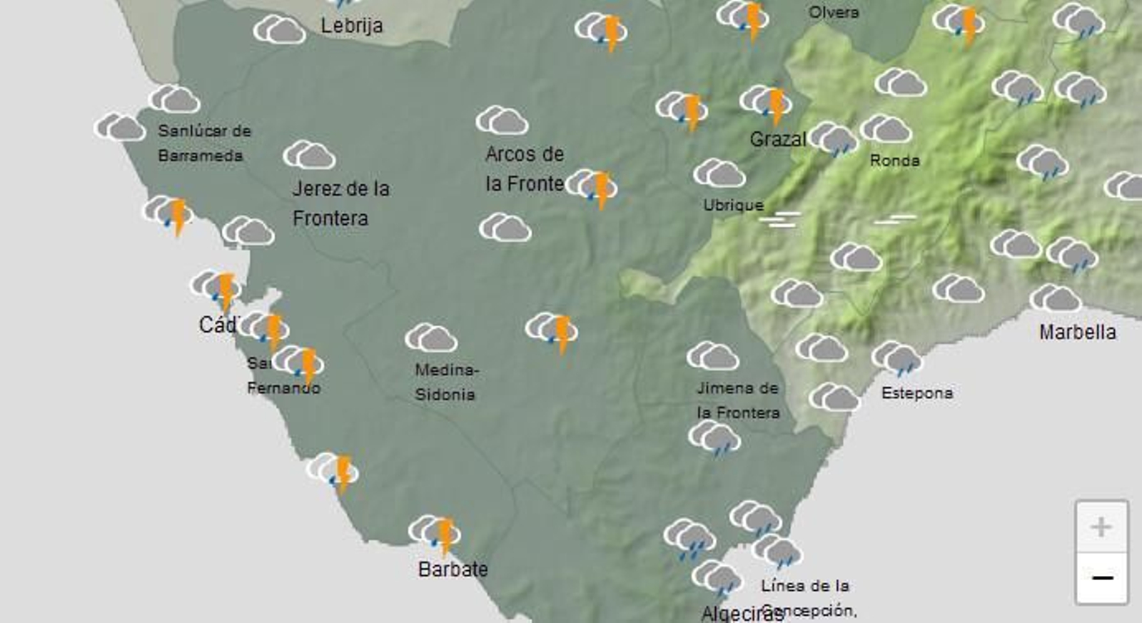 Previsión del tiempo para este lunes en Cádiz.