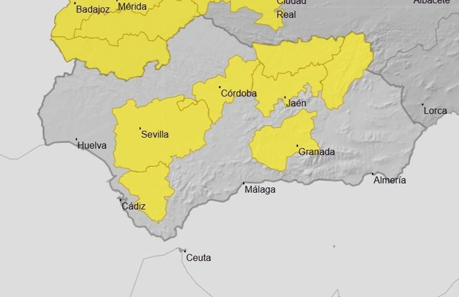 Estas son las zonas en aviso amarillo por calor.