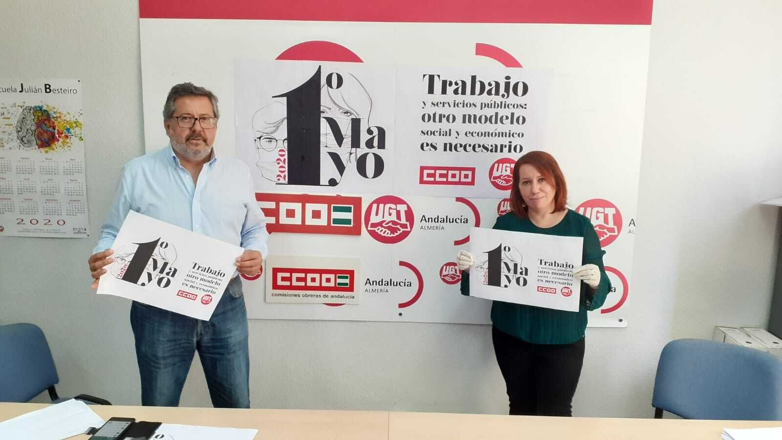 Antonio Valdivieso de CCOO y Camen Vidal de UGT Almería.