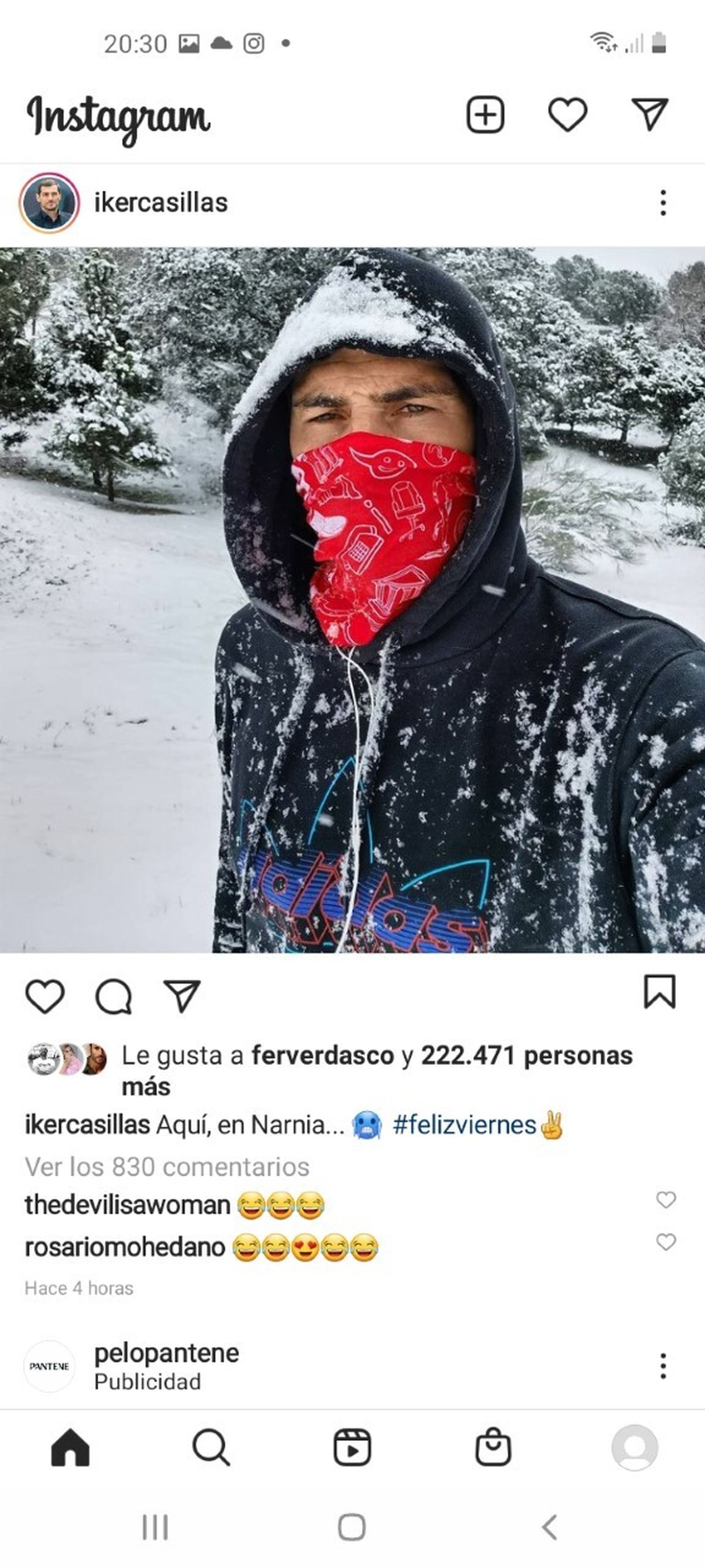 Íker Casilla de ejercicio en plena ventisca