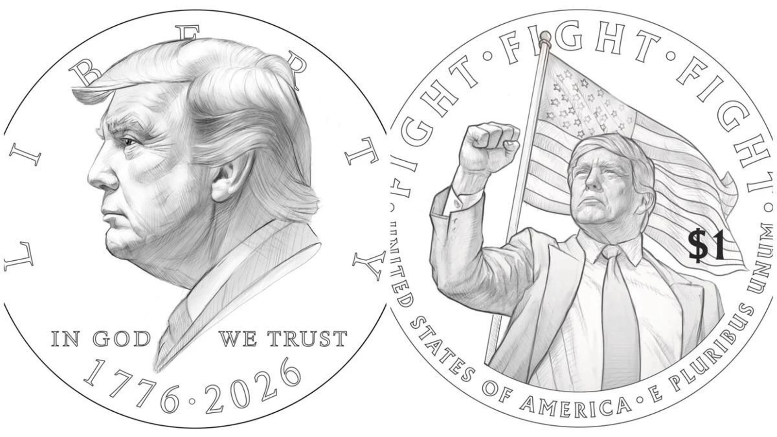 El diseño de la moneda de Trump