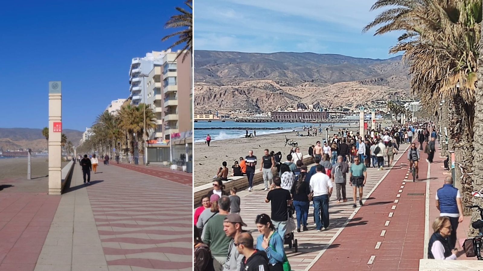 El Paseo Marítimo de Almería ya no luce olas y viento.