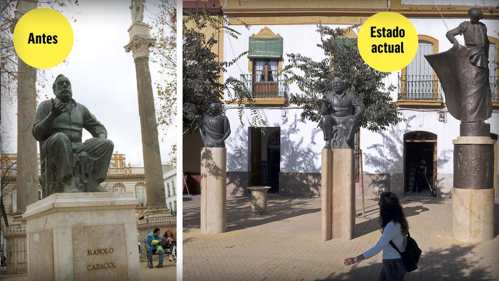 Ubicación anterior y actual del monumento a Caracol en la Alameda