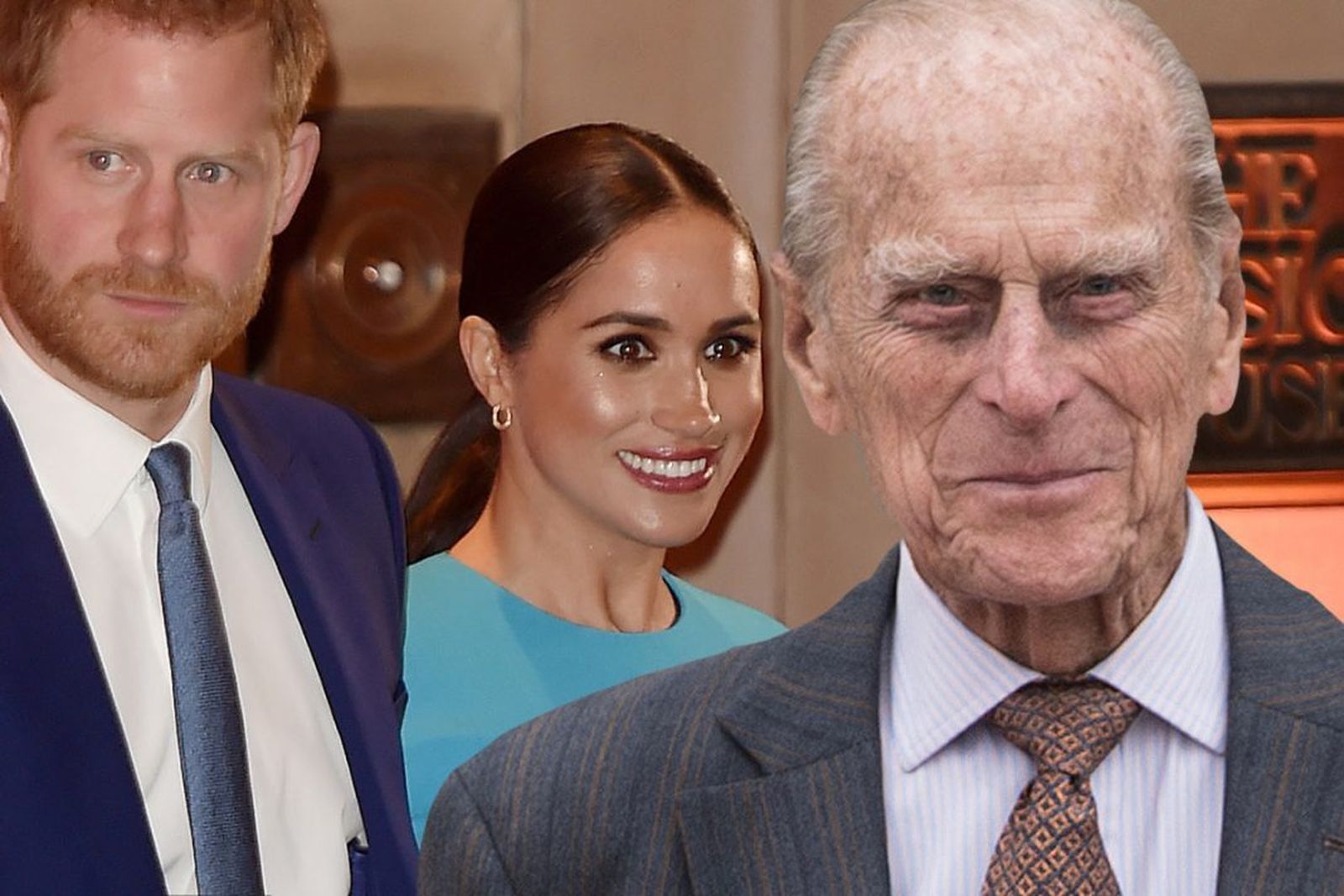 Fotomontaje de Felipe de Edimburgo con los duques de Sussex.