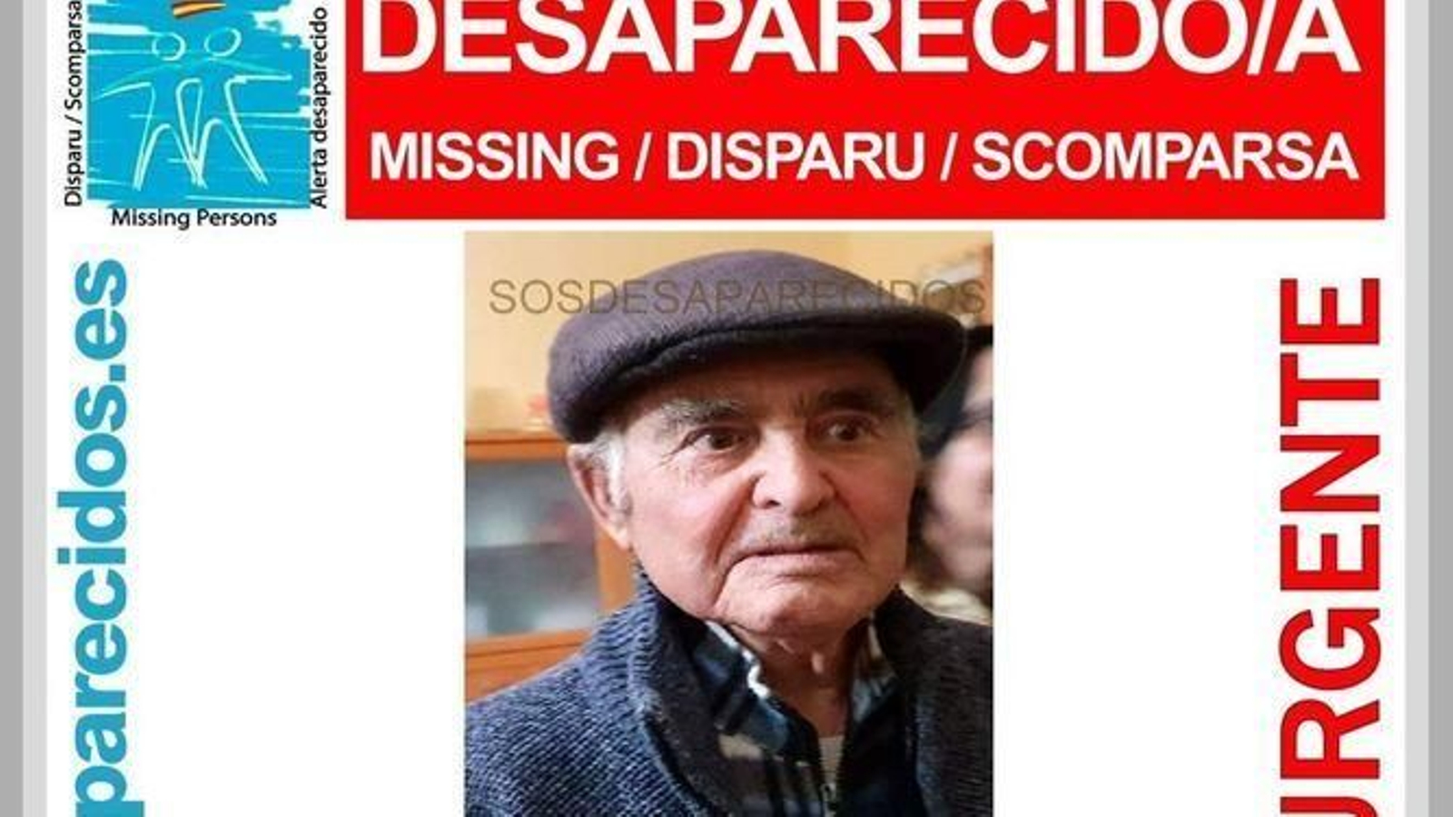 Cartel de búsqueda del anciano.