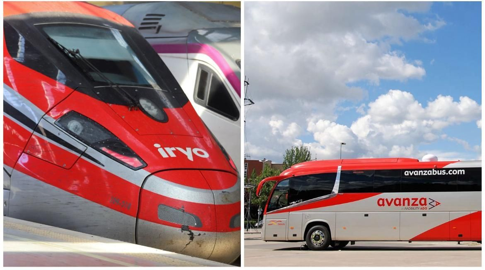 Tren de Iryo y autobús de Avanza. Tren de Iryo y autobús de Avanza.