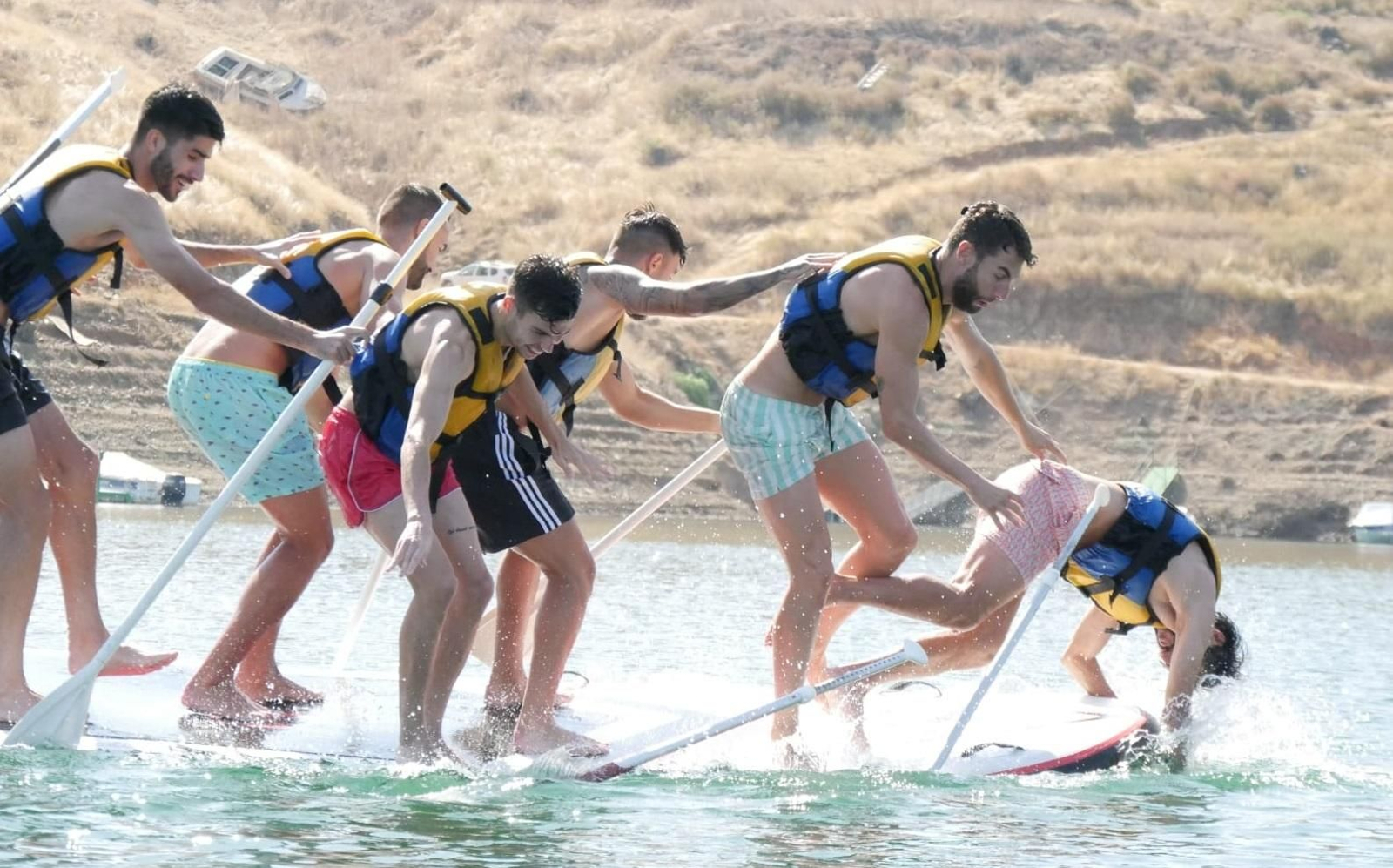 Los jugadores del Córdoba, durante su convivencia en La Breña.