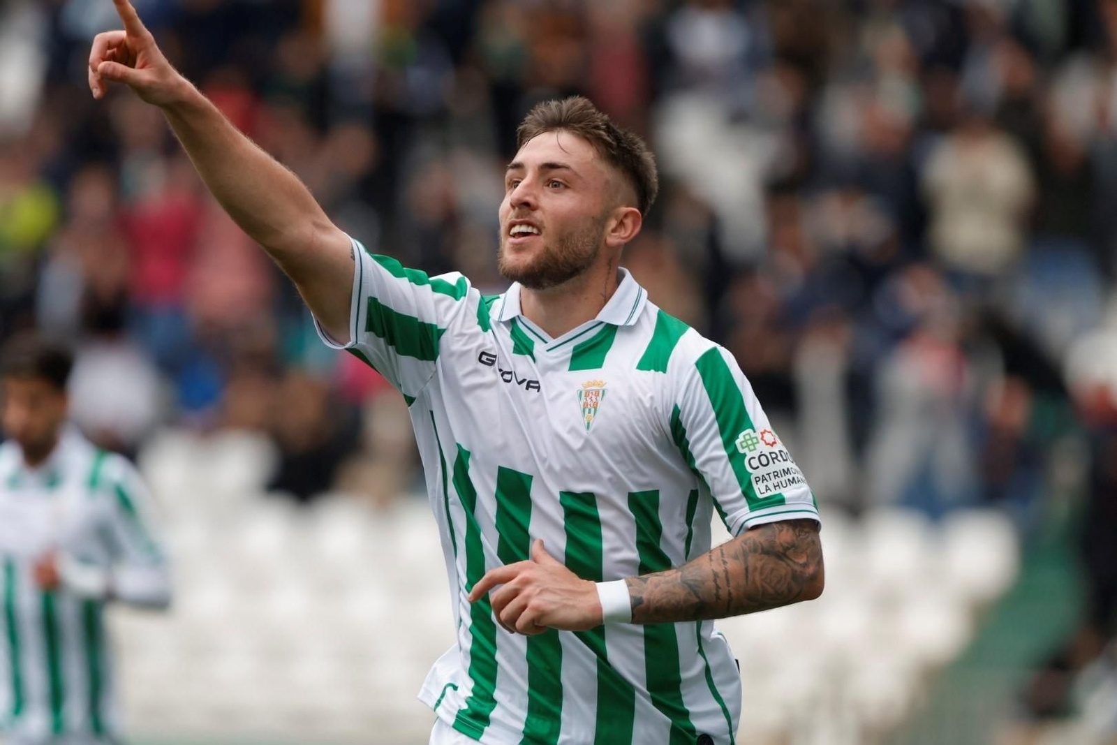Antonio Casas celebrando un gol en el ceuntro ante el Melilla.