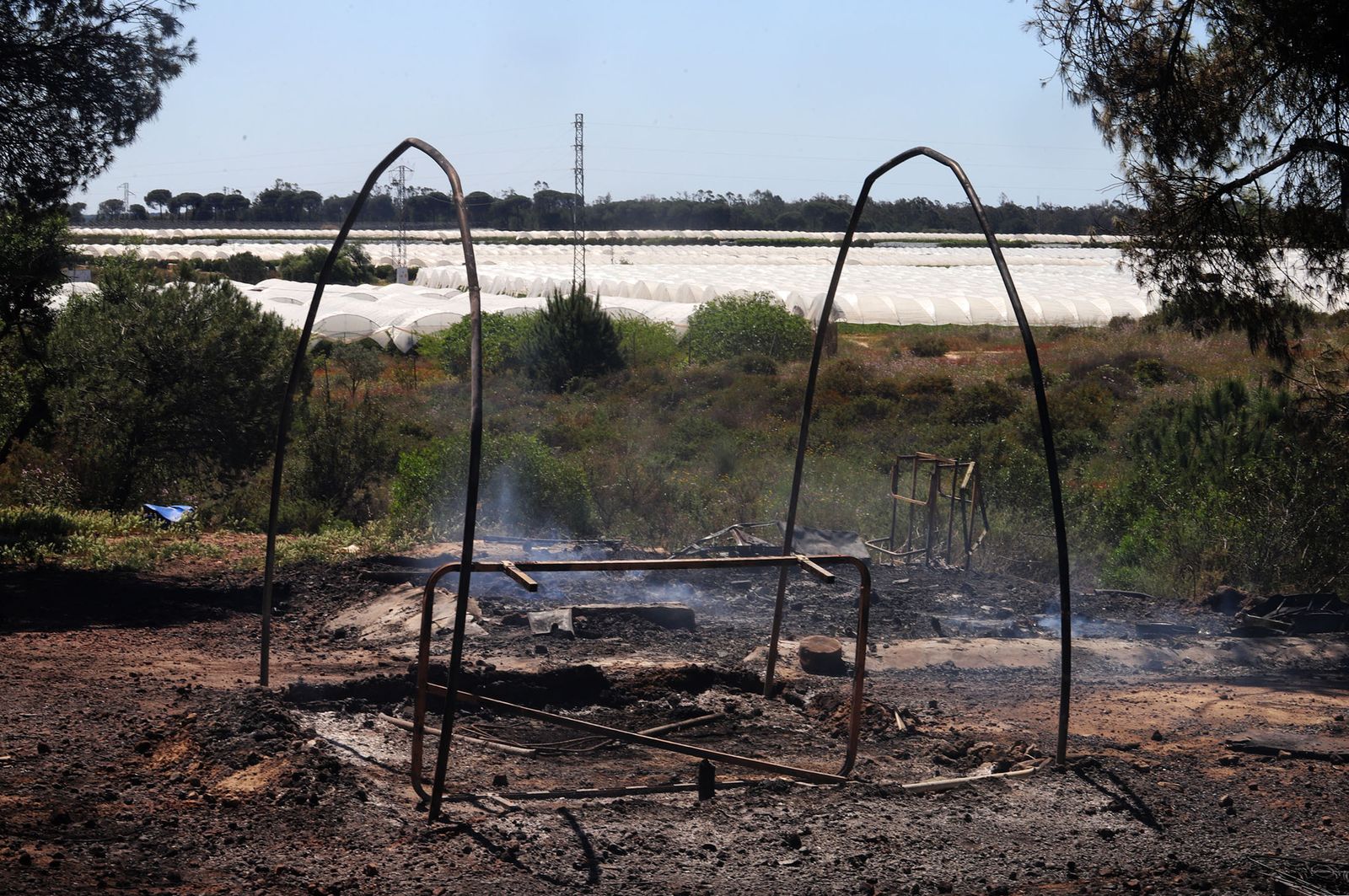 Imágenes del incendio de chabolas en Lucena del Puerto