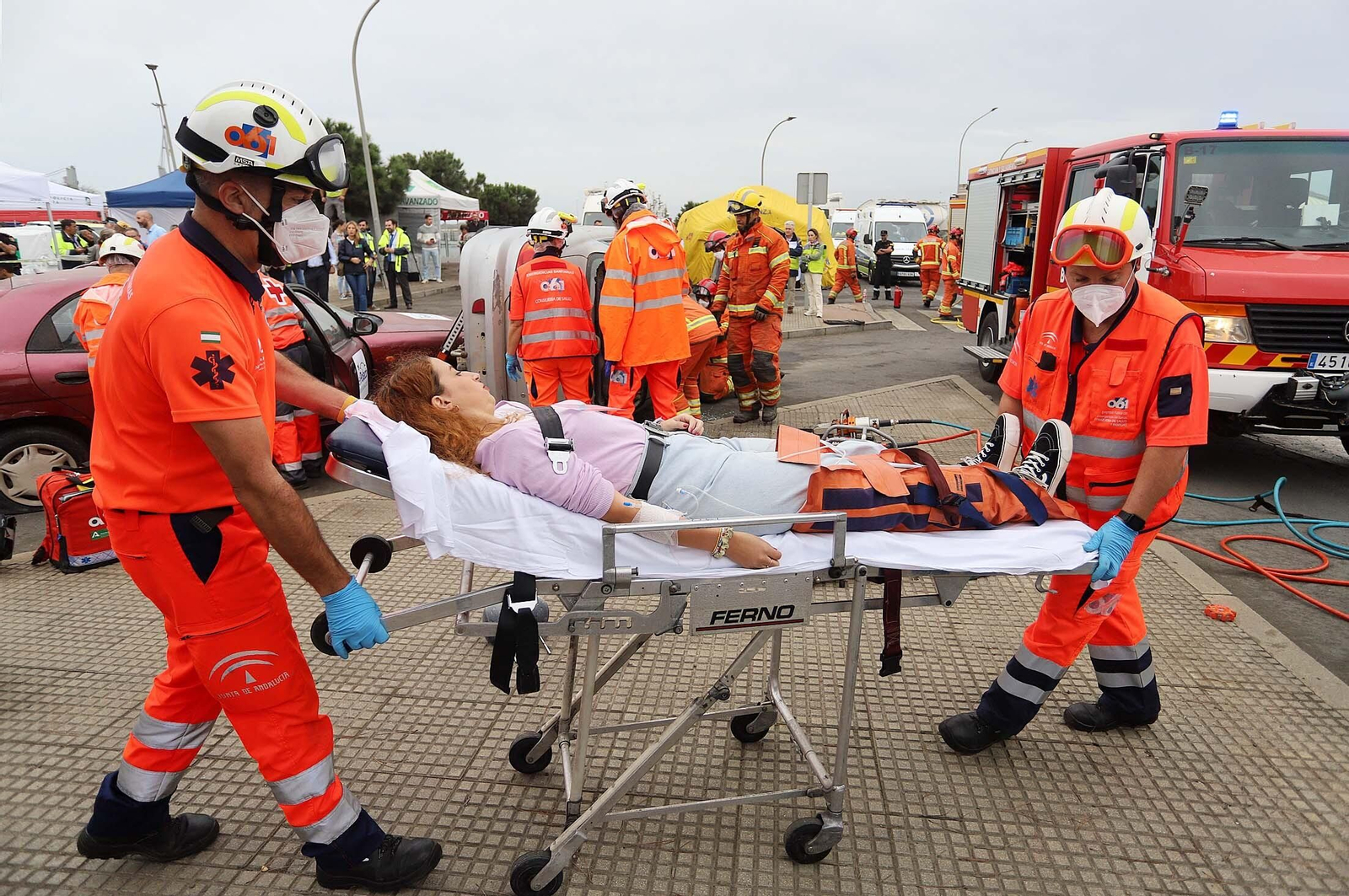 Imagen de archivo de un simulacro con intervención de técnicos y sanitarios.