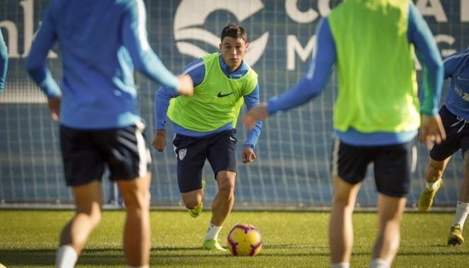 Ricca, en el entrenamiento de hoy del Málaga CF.