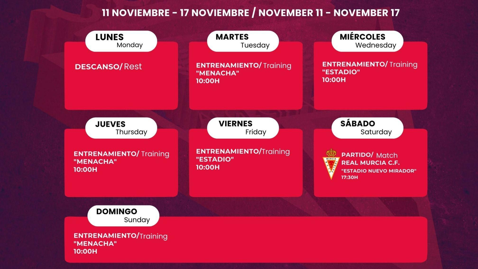 El plan semanal del Algeciras. El plan semanal del Algeciras.