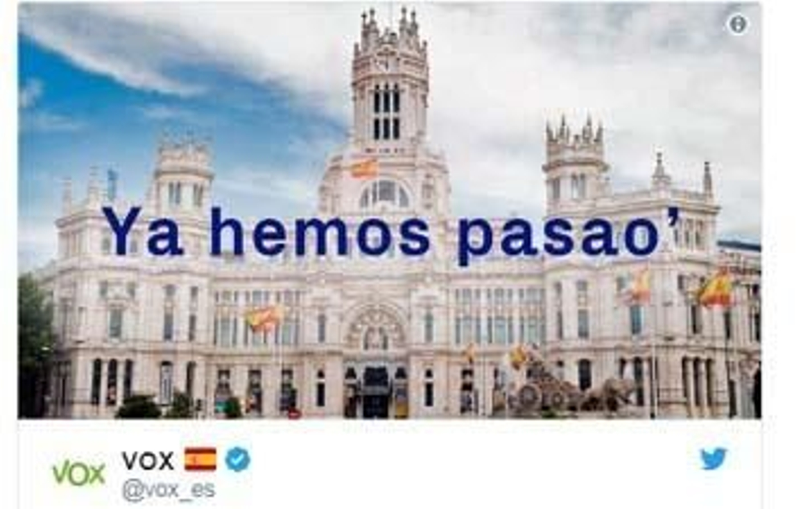 Vox se mofa del "No pasarán": "Ya hemos pasao"