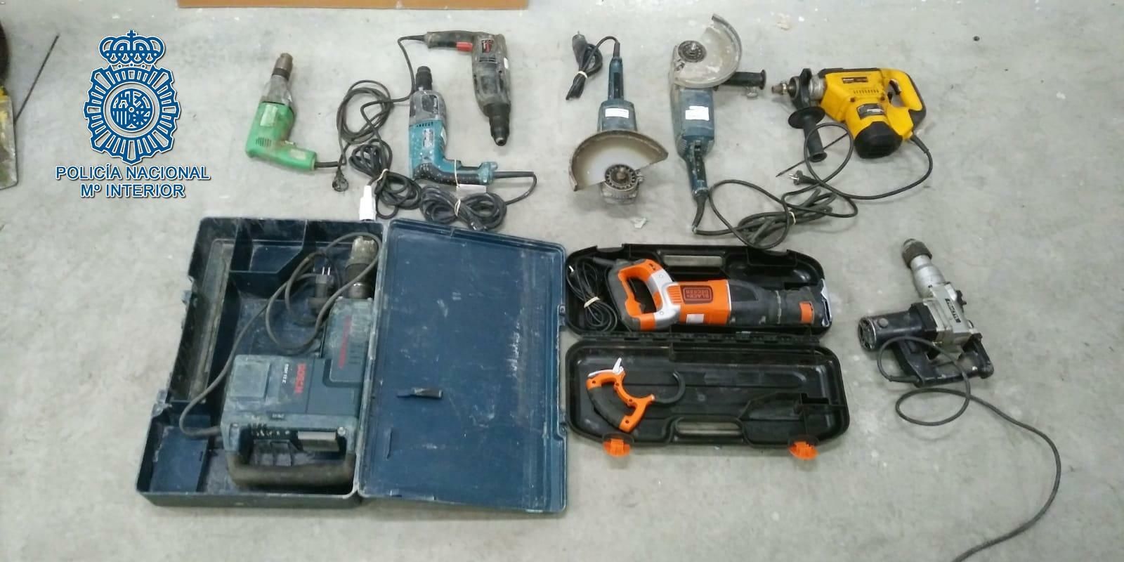 Las herramientas recuperadas por la Policía.