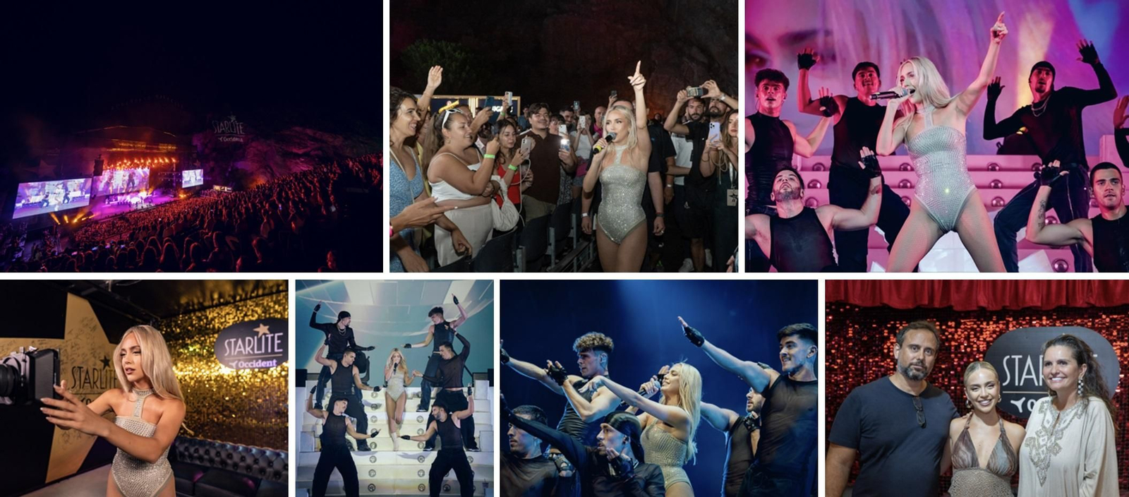 Collage de la actuación de Ana Mena en Starlite. Collage de la actuación de Ana Mena en Starlite.