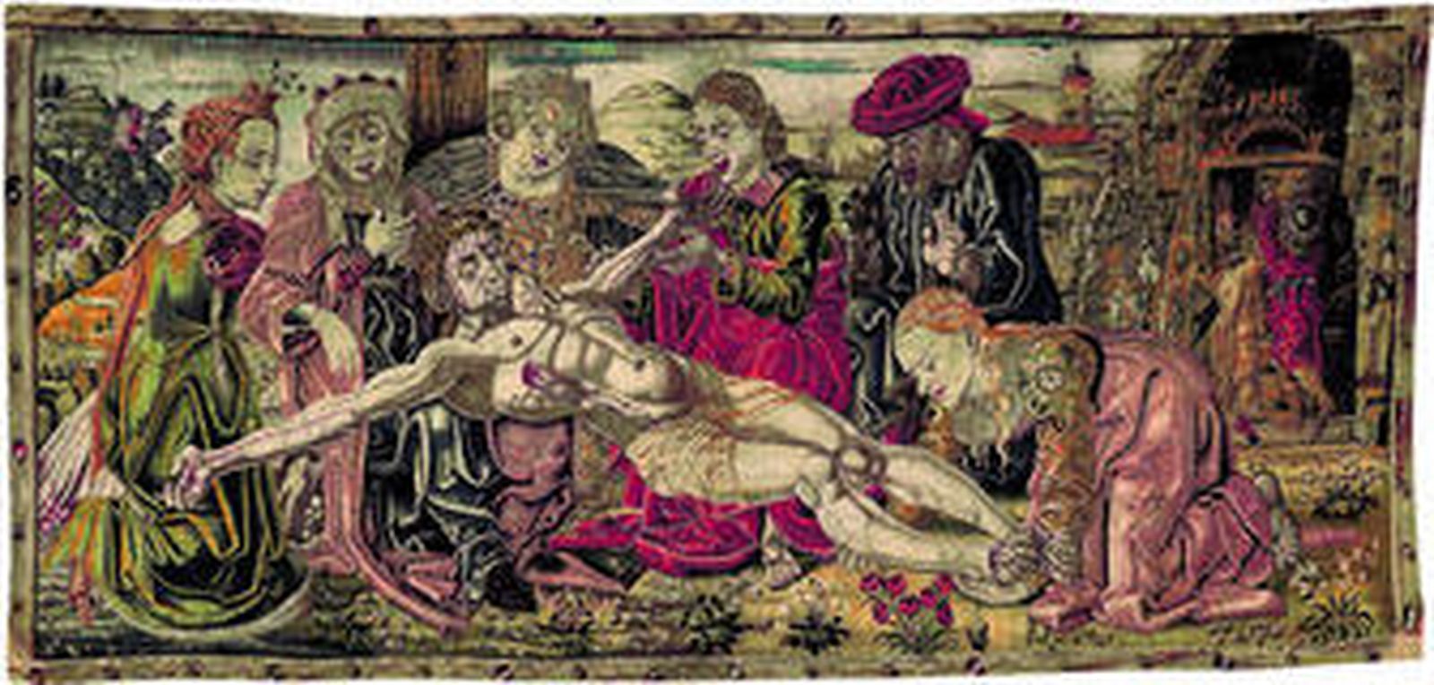 El tapiz 'Llanto sobre el cuerpo de Cristo muerto' del taller de Rubinetto di Francia.