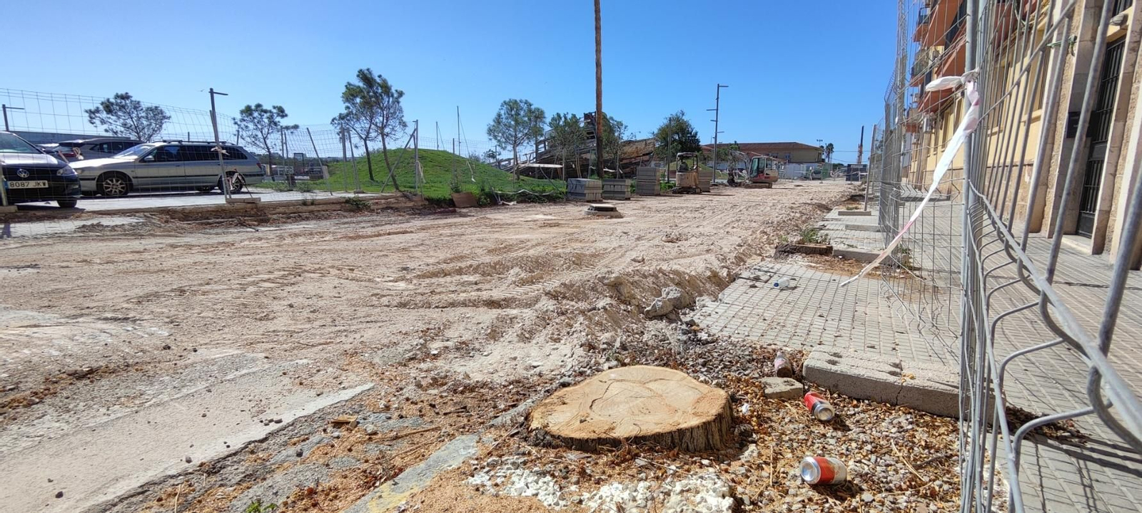 Una imagen de  árboles talados en la avenida de la Bajamar.