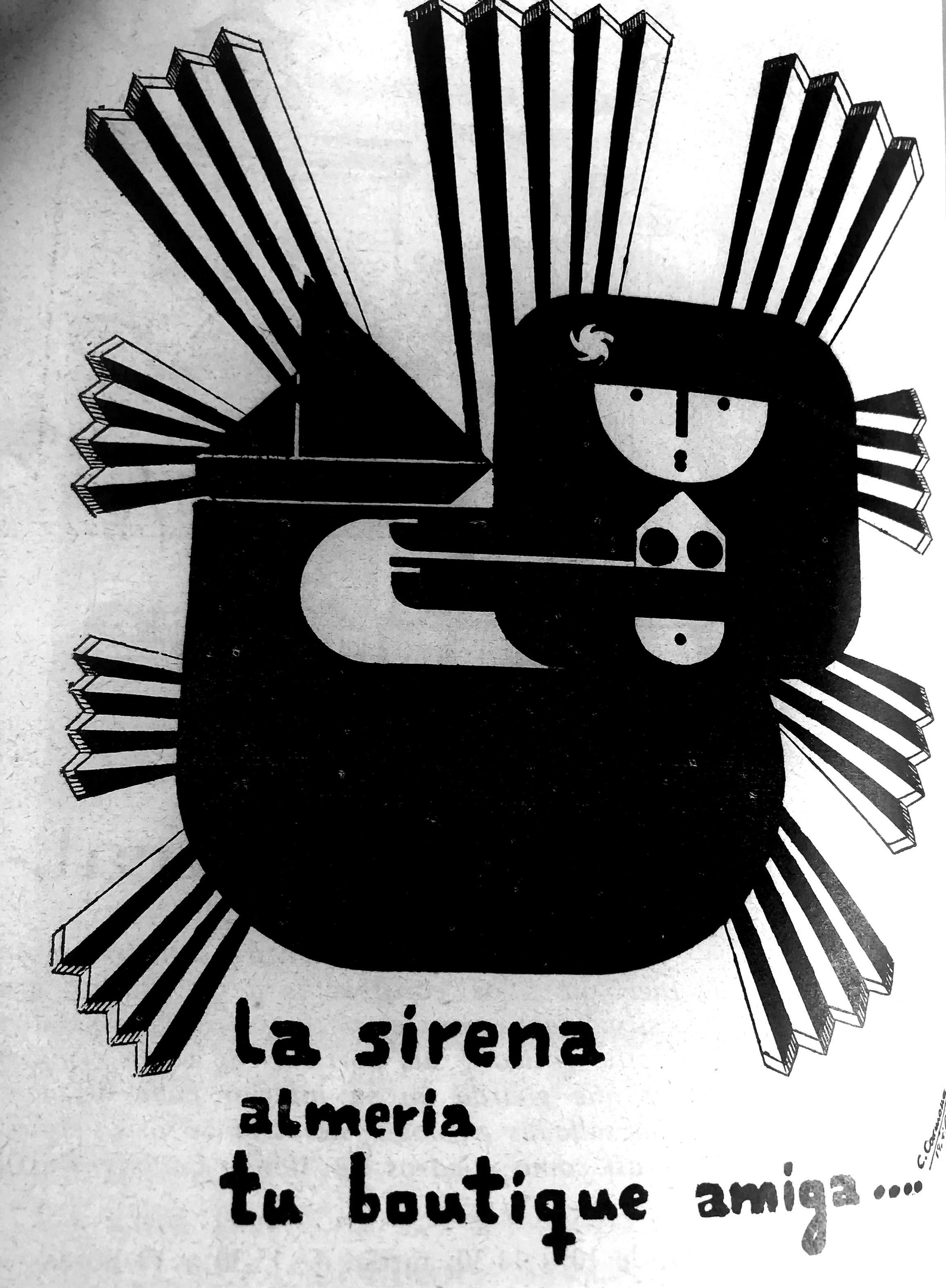 La Sirena con su logo creado por Cruz Novillo