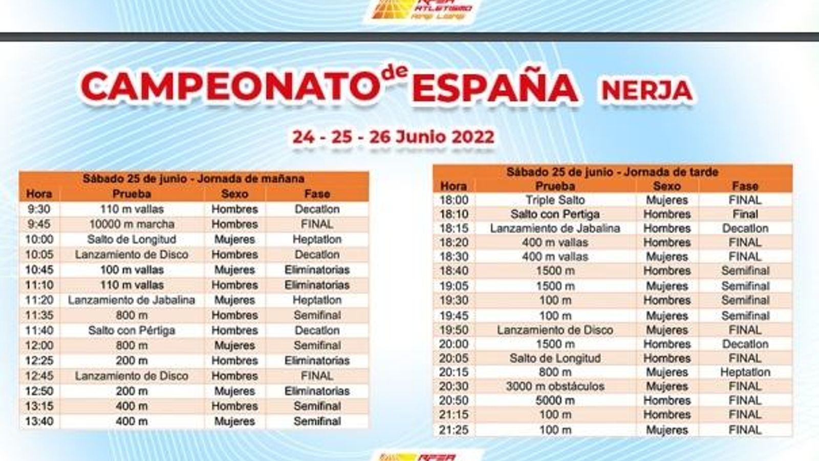 Horarios del sábado. Horarios del sábado.