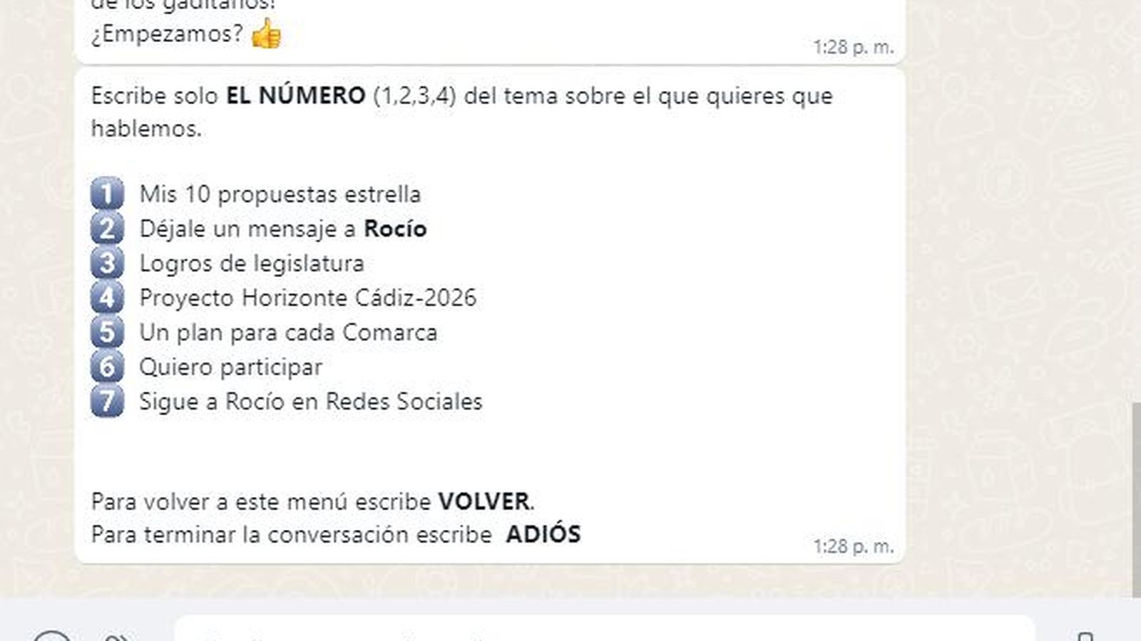 Imagen de 'Quillo', el Whatsapp interactivo de Ciudadanos.