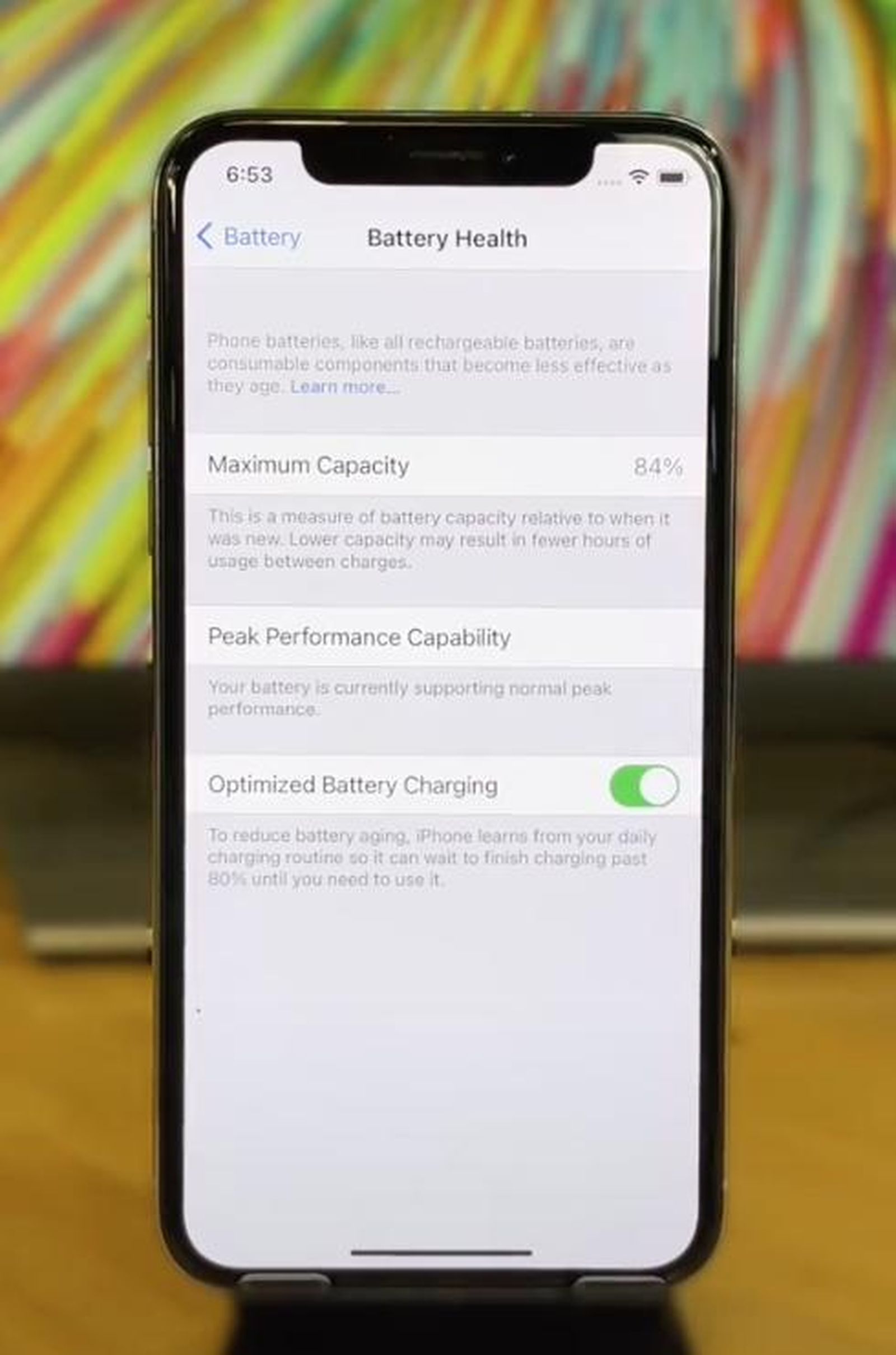Carga optimizada de iPhone