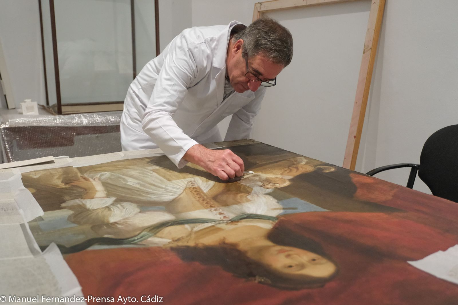 Imagen de la restauración del cuadro de Rosario Cepeda.