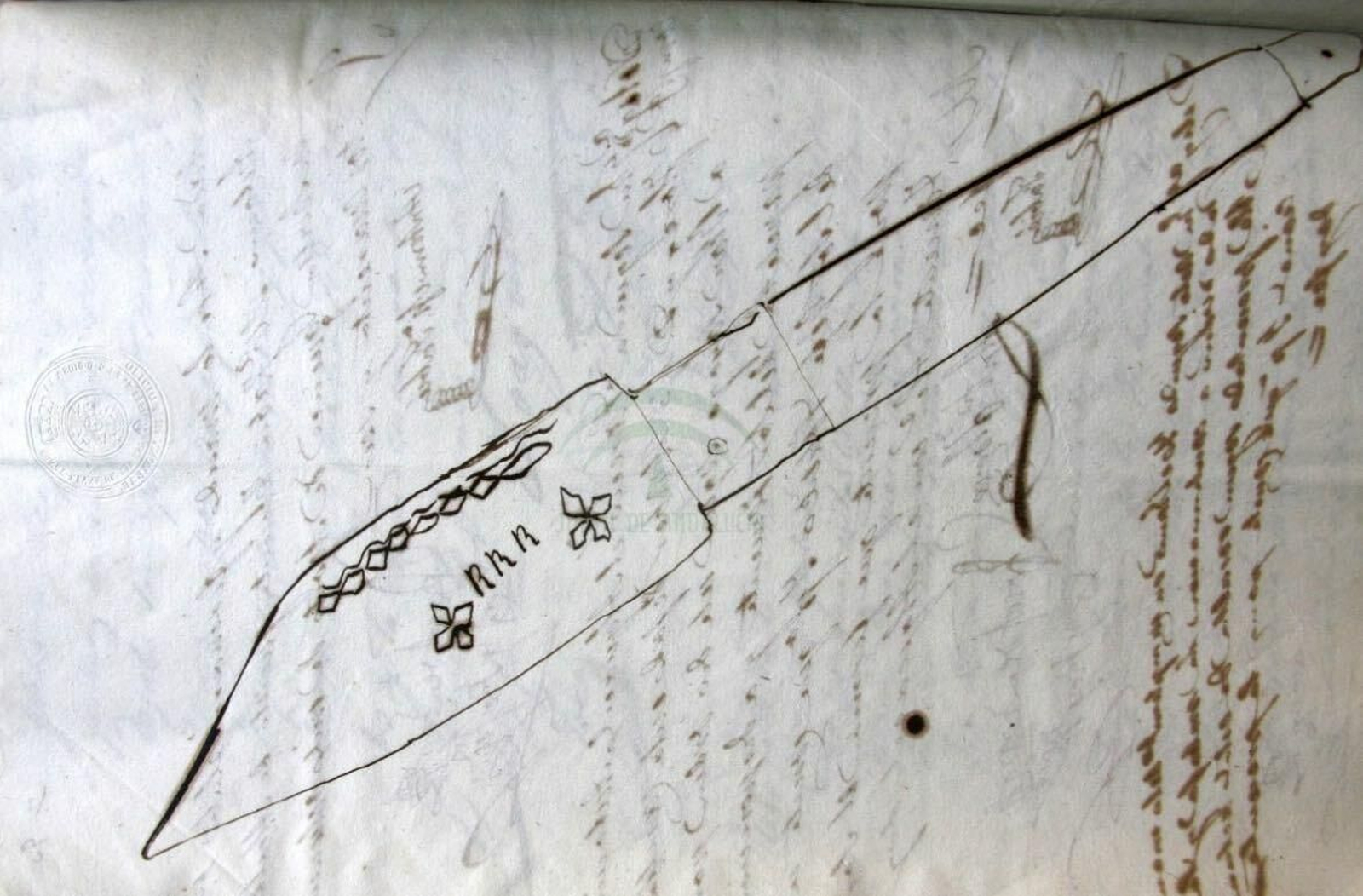 A falta de fotografías, este dibujo daba una idea de una navaja intervenida en 1846