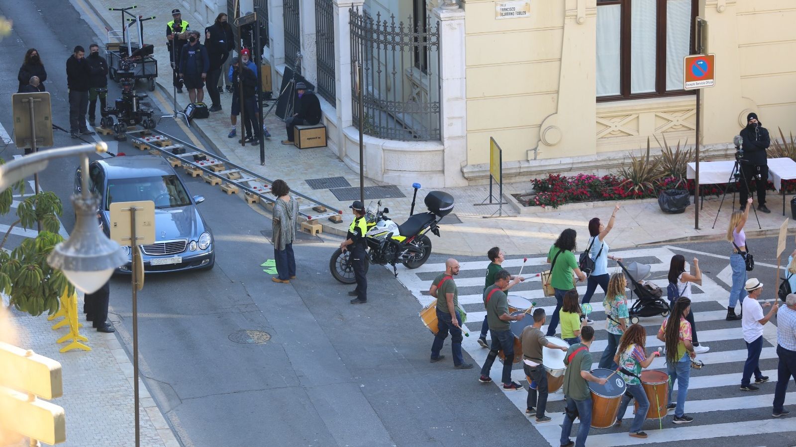 El equipo de la cinta durante el rodaje.