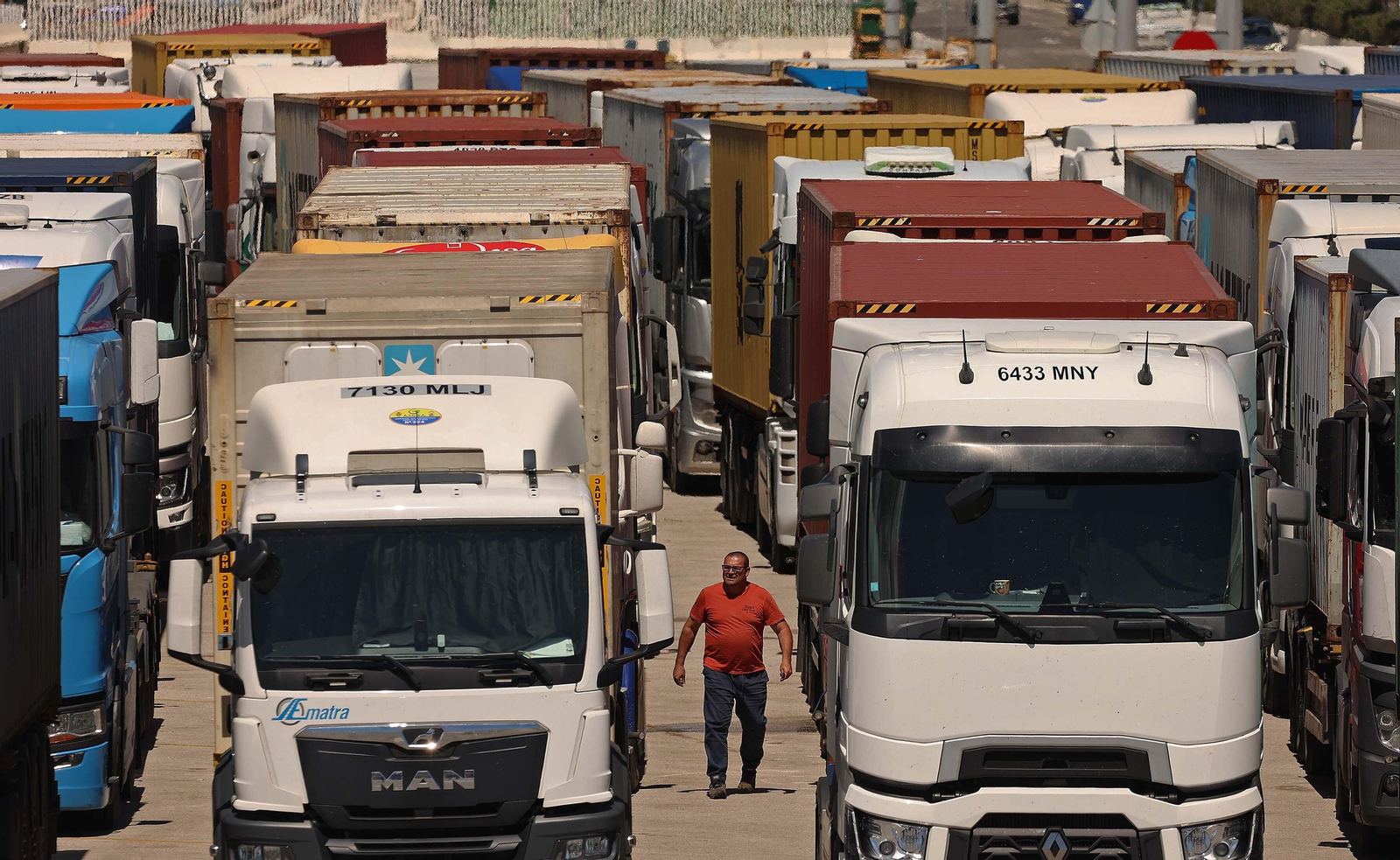 Imágenes de la protesta de la estiba por el sistema ETS en el puerto de Algeciras