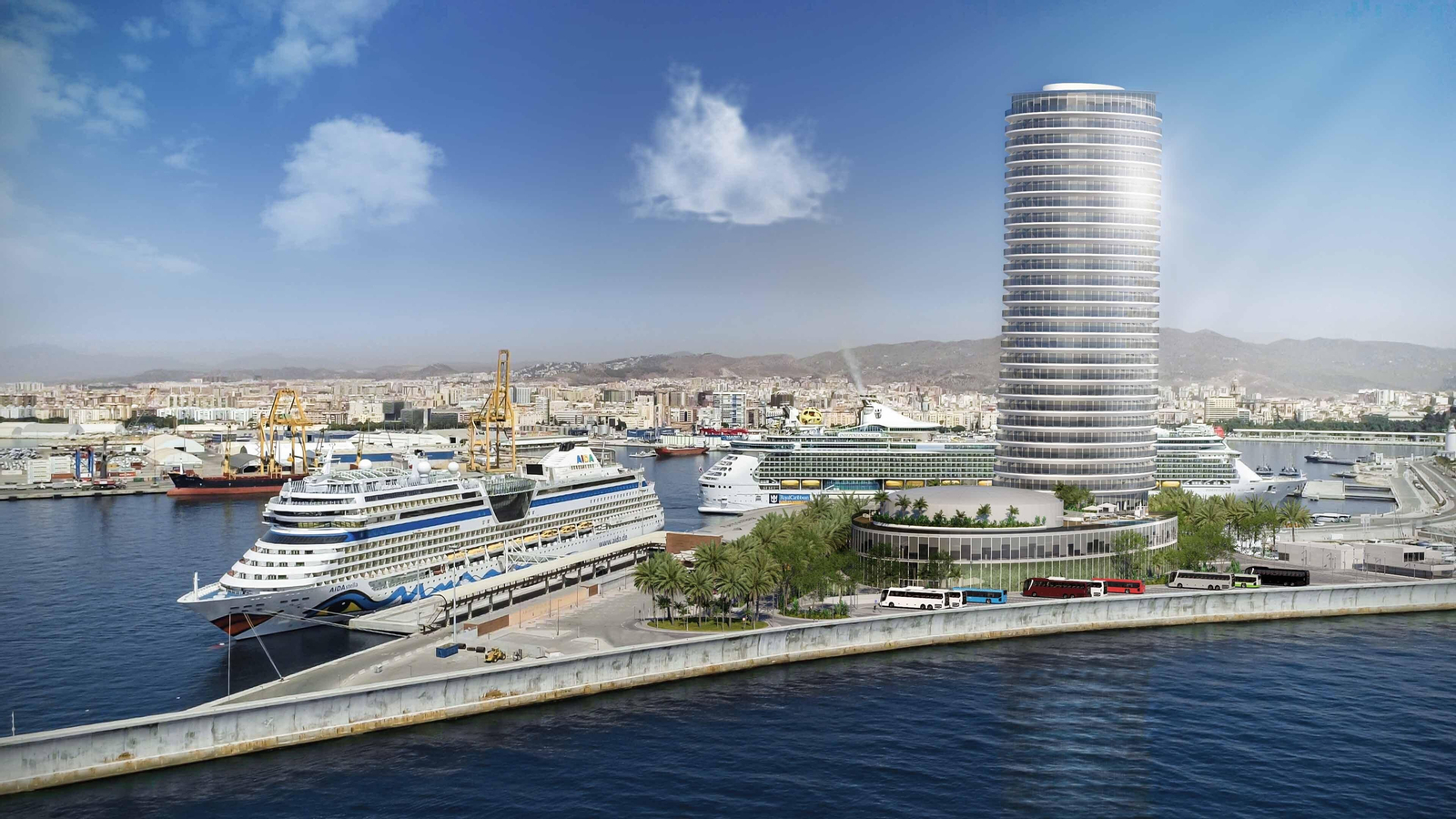Proyecto arquitectónico de la torre-hotel del Puerto de Málaga.