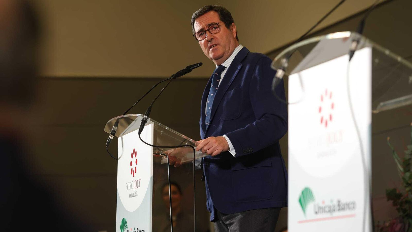 Antonio Garamendi durante su intervención el Foro Joly patrocinado por Unicaja Banco.