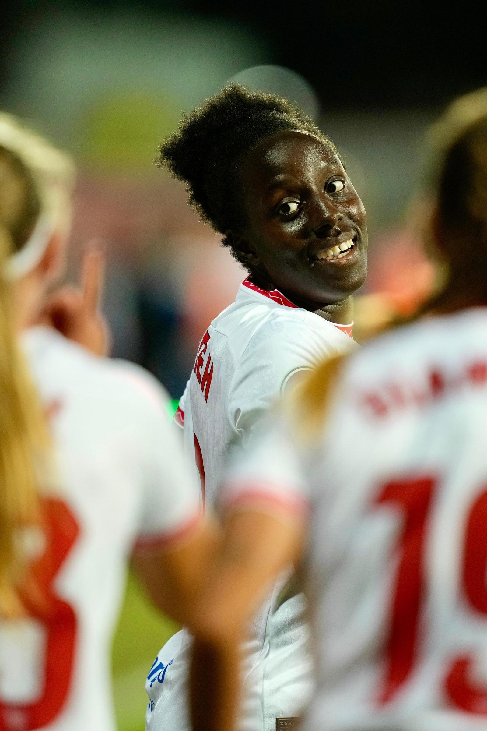 Fatou Kanteh, durante la celebración del 1-0 ante el Espanyol.