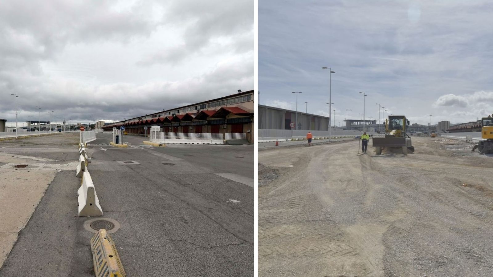 La futura zona de espera para la OPE en noviembre (izquierda) y este martes (derecha).