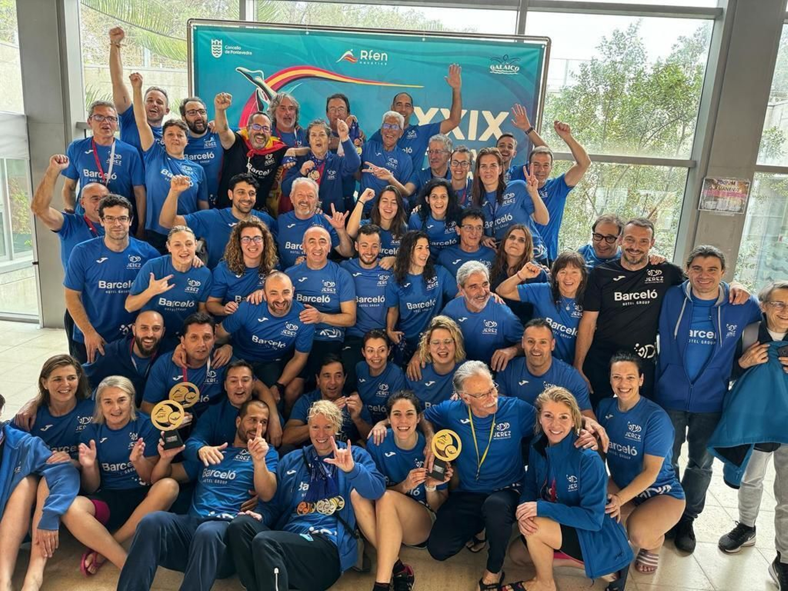 El equipo jerezano celebra un nuevo título nacional.