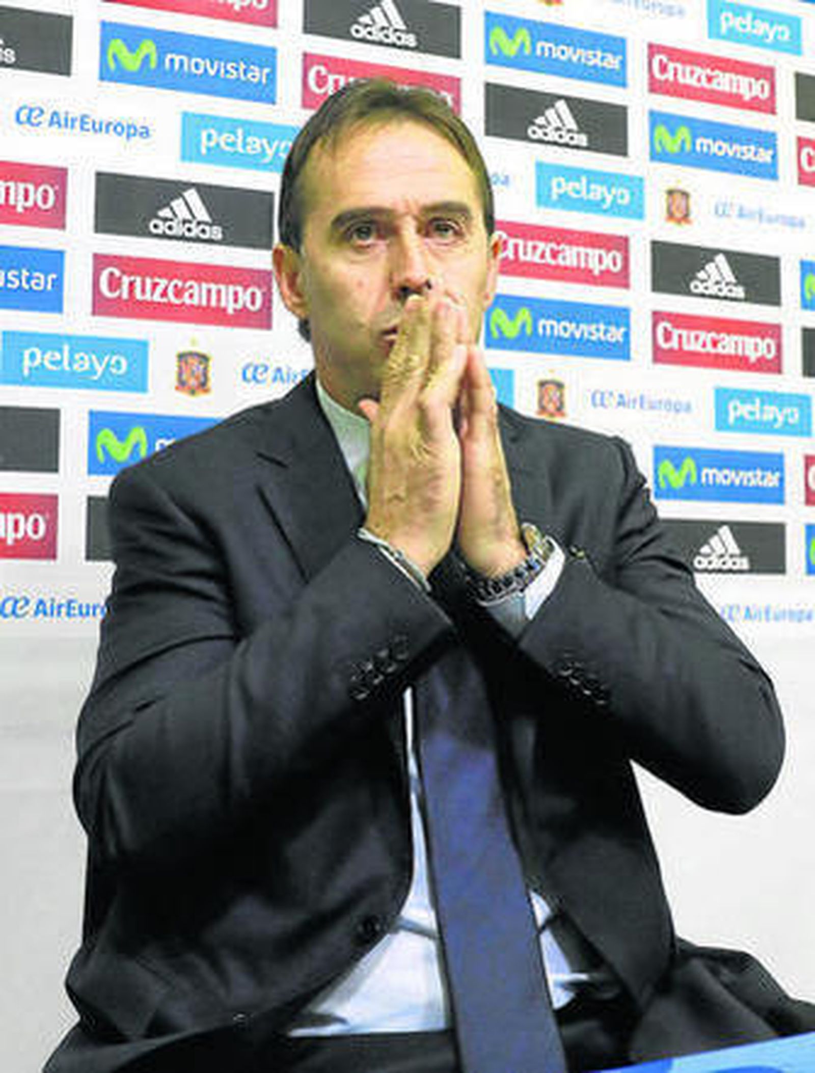 Julen Lopetegui, antes de su rueda de prensa de ayer.
