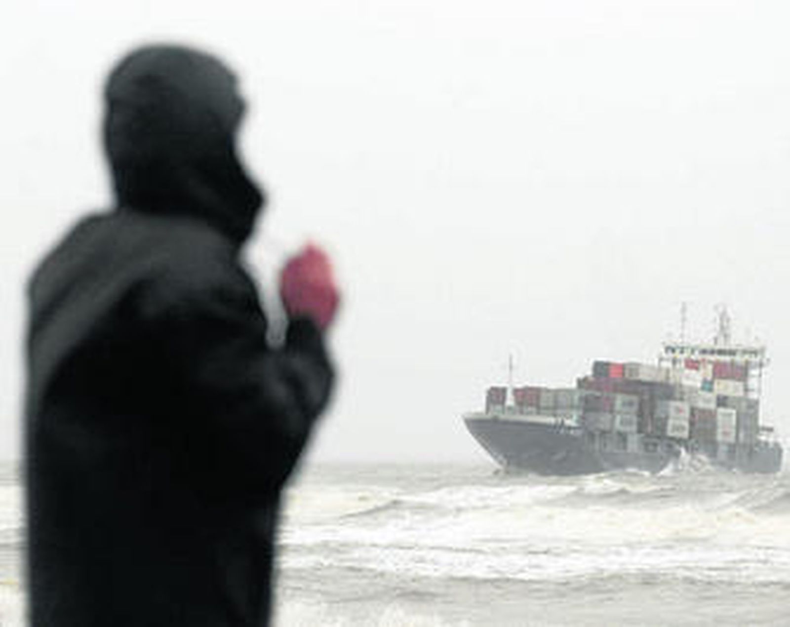 Una persona observa un buque portacontenedores que encalló en La Caleta Vélez Málaga el año pasado.