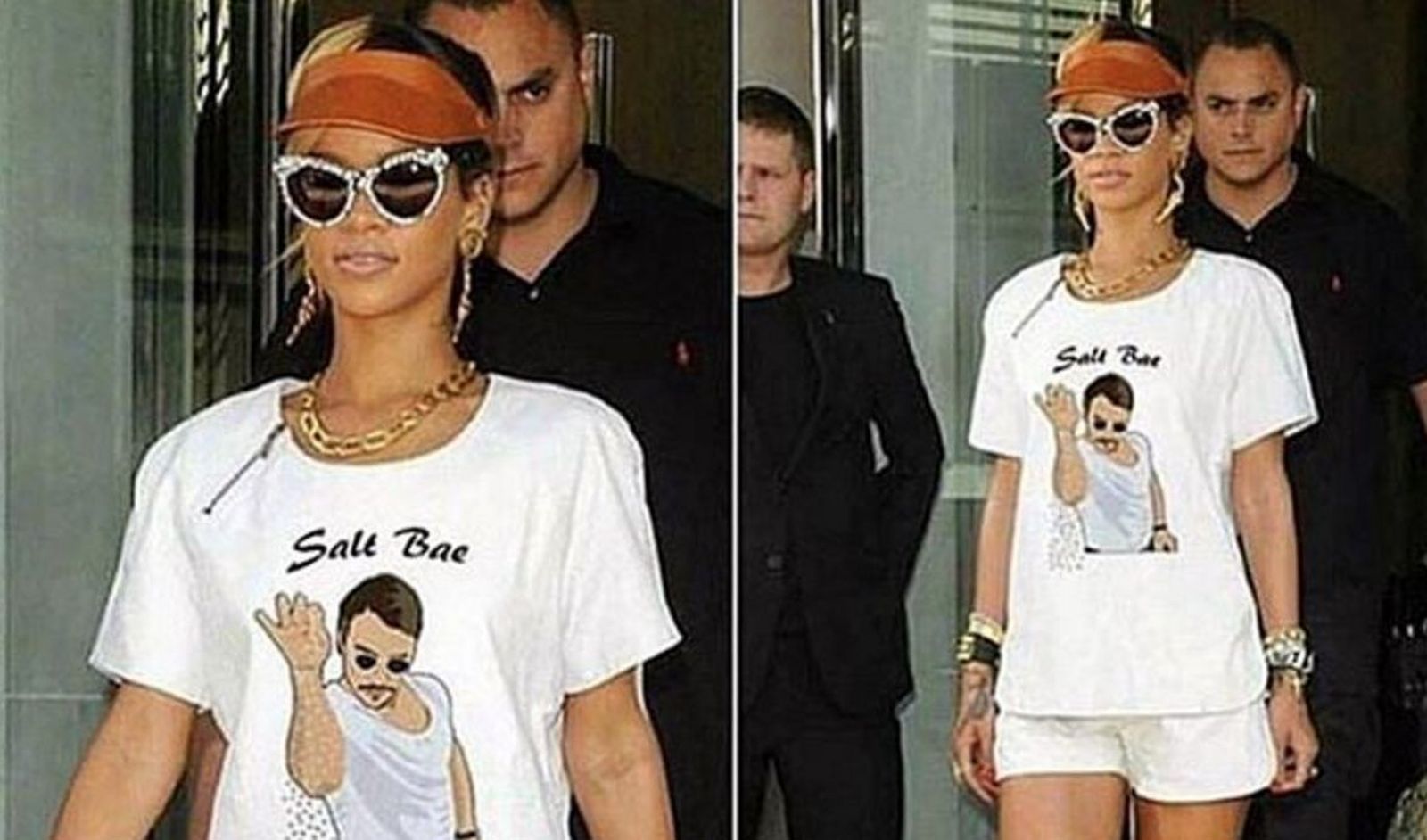 La famosa imagen que lo ha llevado a la fama, echando sal a la carne, que se ha convertido en un auténtico símbolo.