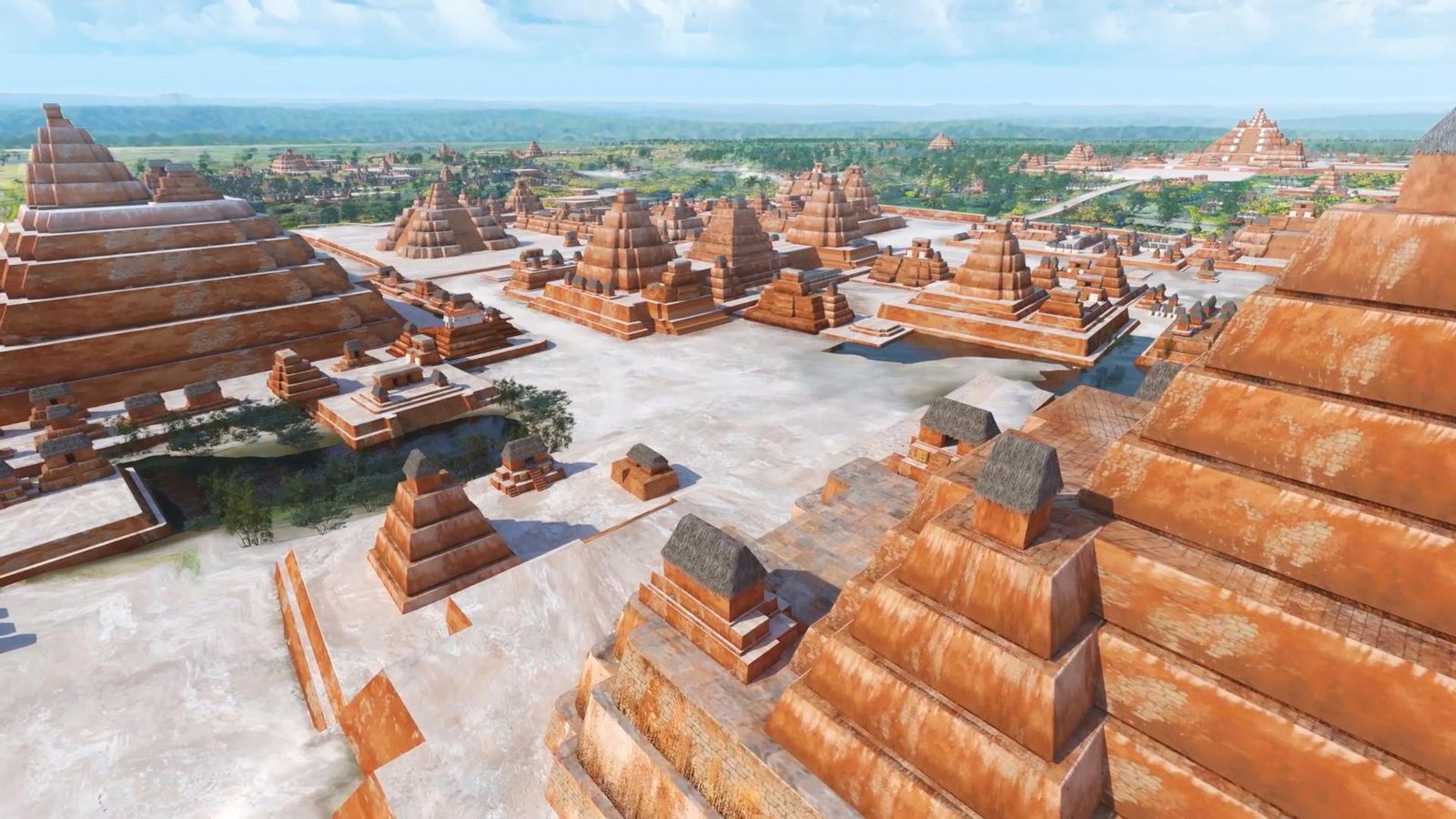 Imagen en 3D  realizada con un radar LiDAR, cedida por la Fundación FARES, del terreno de El Mirador, un asentamiento arqueológico de la civilización maya, en Guatemala.