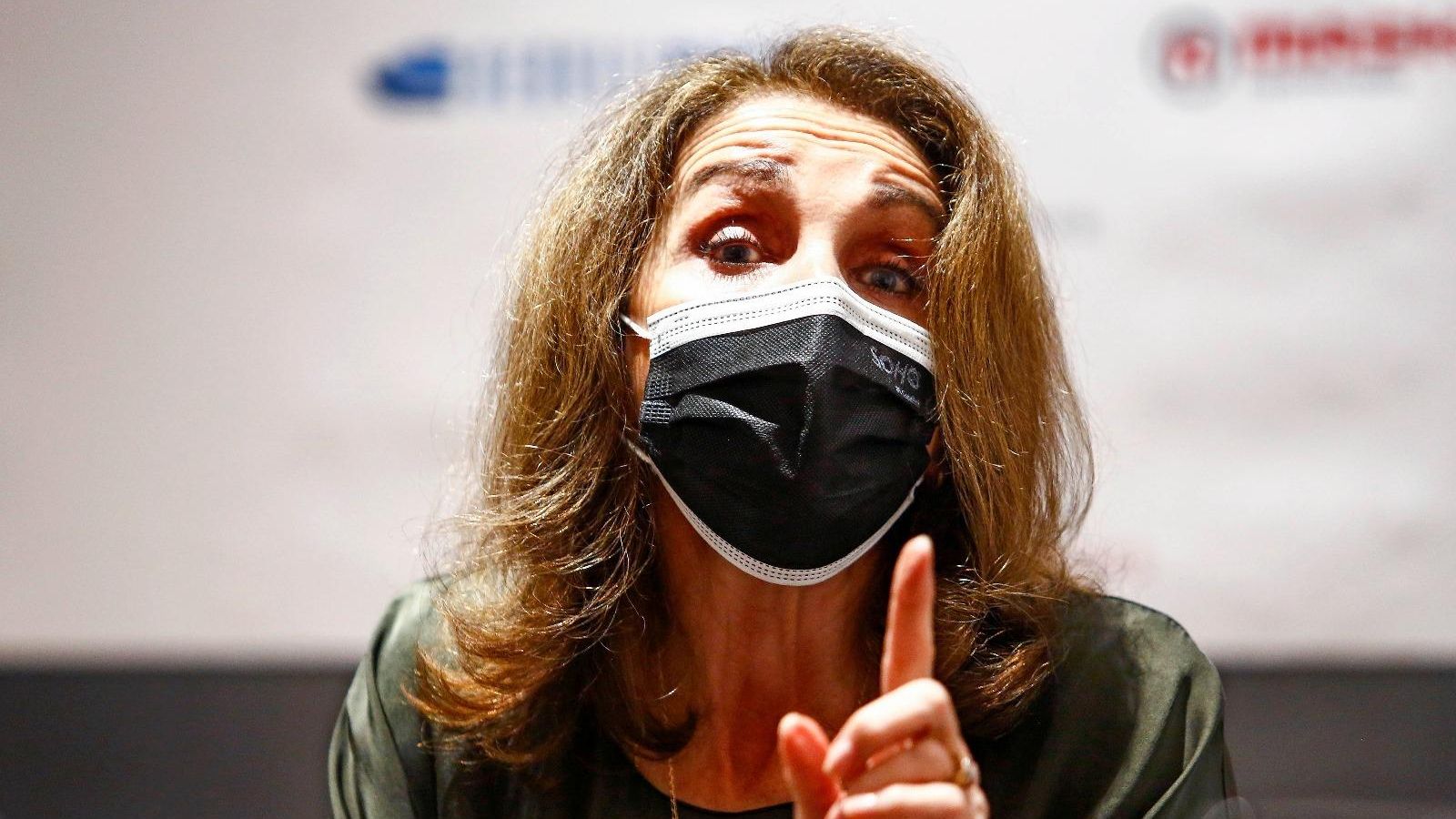 La actriz y cantante, durante su comparecencia ante la prensa.