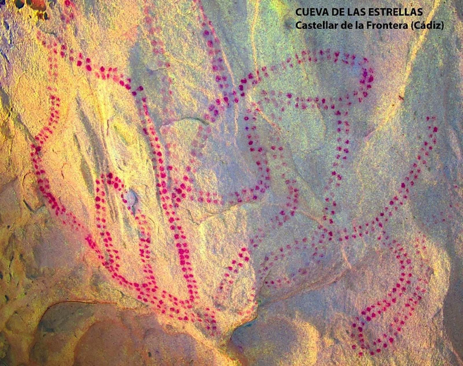 Trazo grueso infrapuesto al arte esquemático, cueva de las Estrellas, Castellar (Cádiz). Trazo grueso infrapuesto al arte esquemático, cueva de las Estrellas, Castellar (Cádiz).