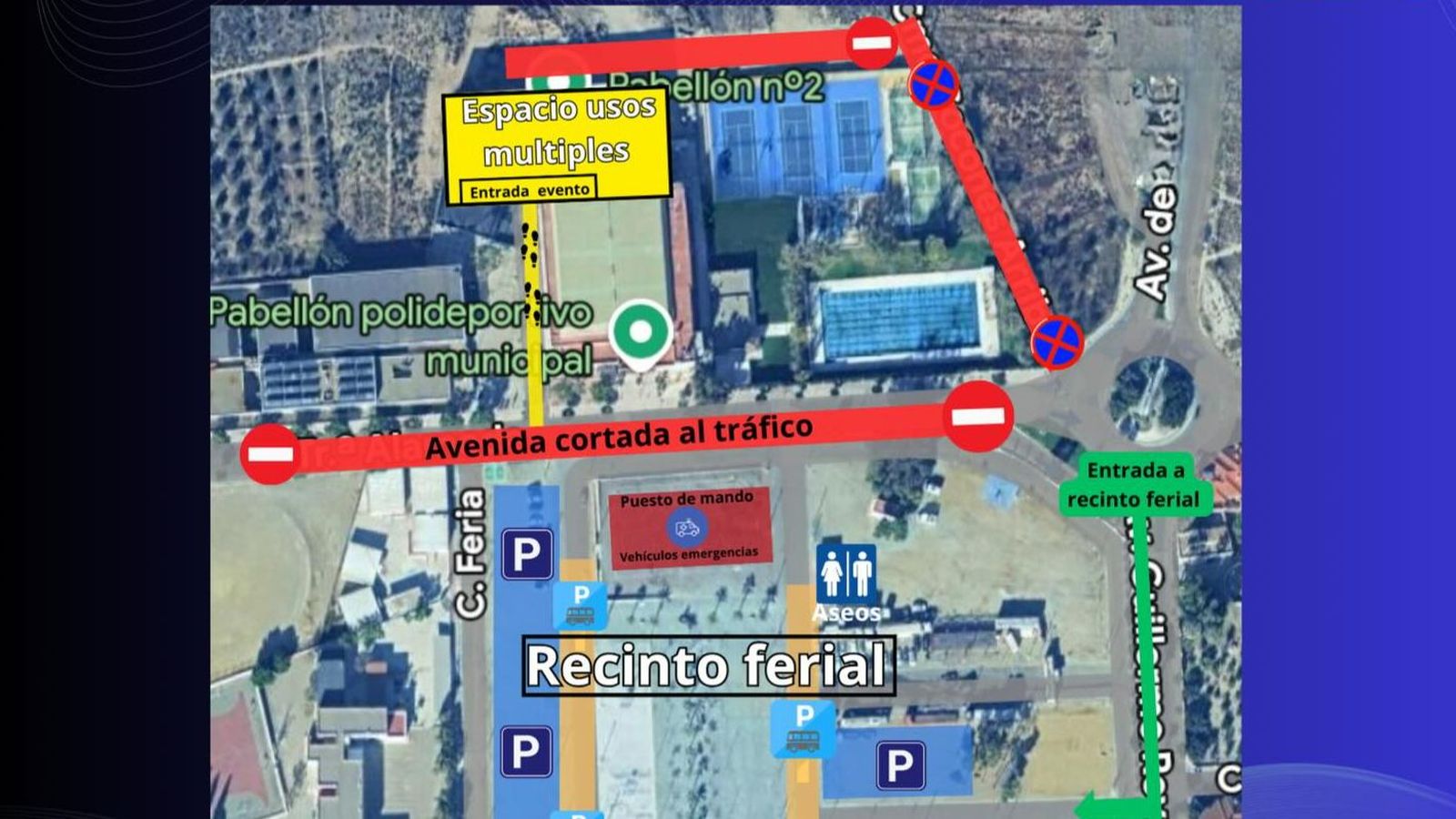 Croquis de las inmediaciones del edificio con los parámetros de seguridad establecidos.