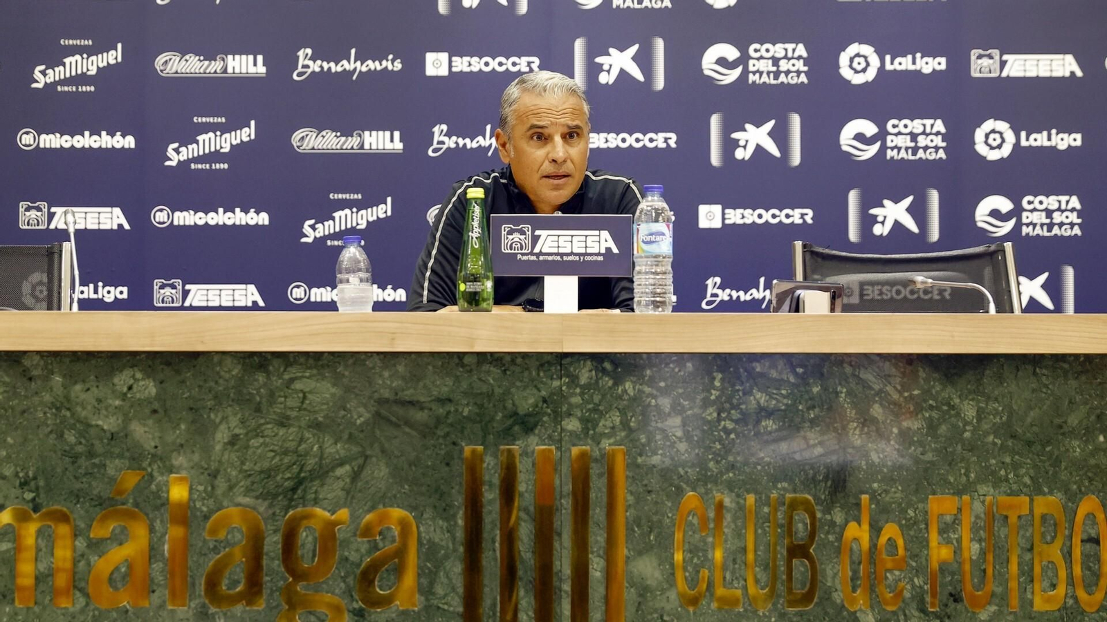 Pellicer, en la sala de prensa de La Rosaleda.