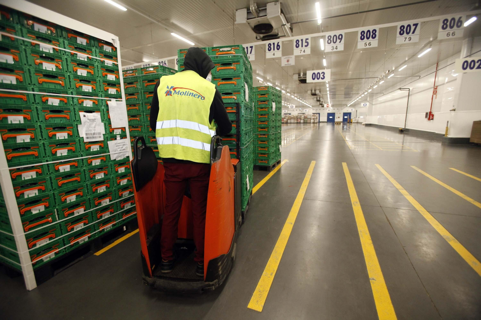 Imágenes del trabajo en la central logística de Mercadona