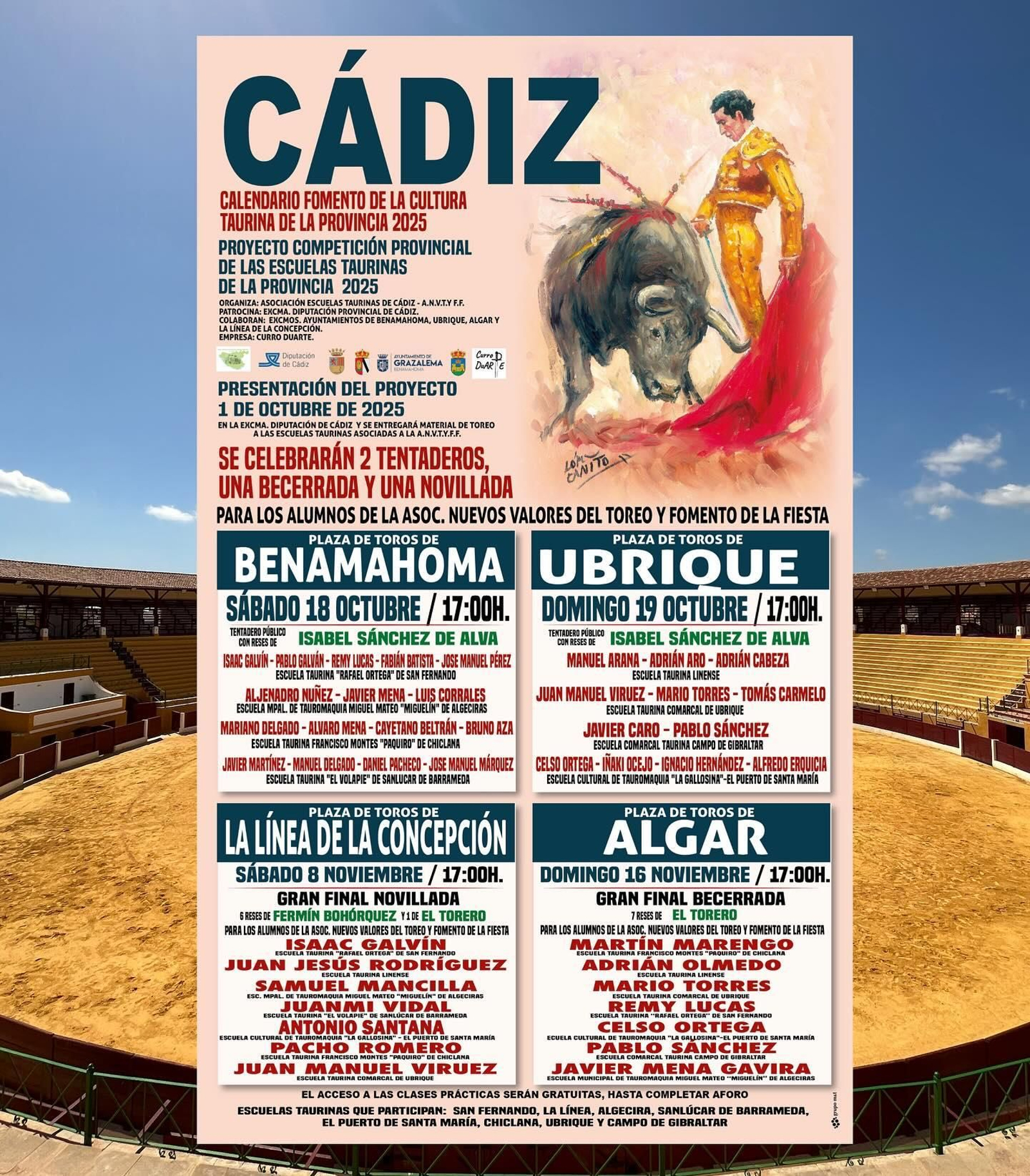 Cartel de la gran final de la XIII Competición Provincial de Escuelas Taurinas de Cádiz.
