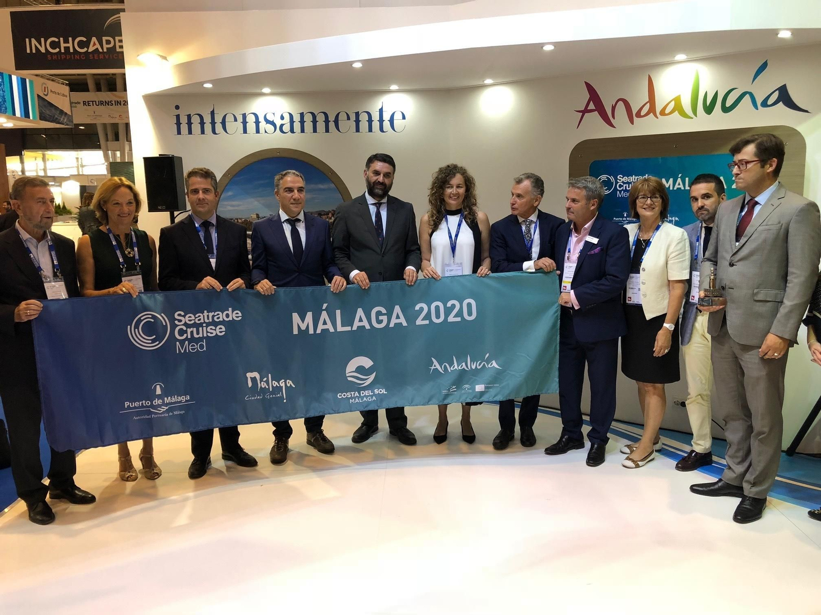 Foto de la delegación malagueña en la Seatrade Cruise Med de Lisboa