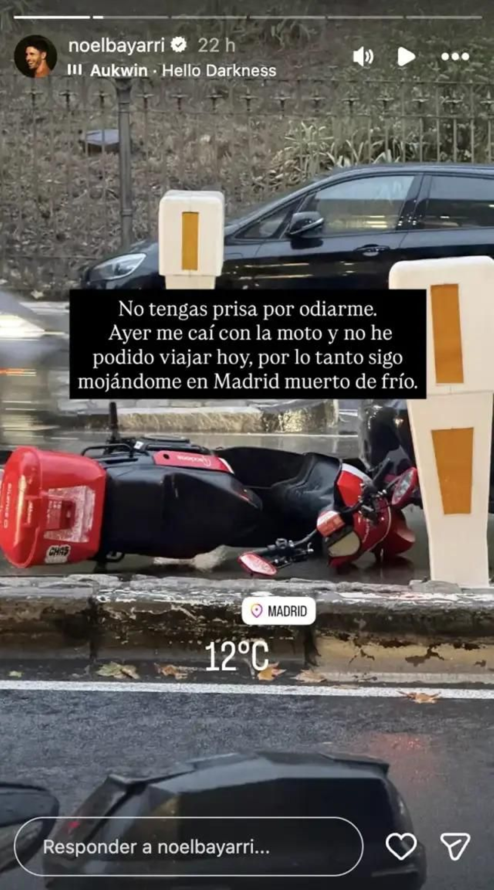 La motocicleta en la que iba el exconcursante de 'Supervivientes All Stars'.